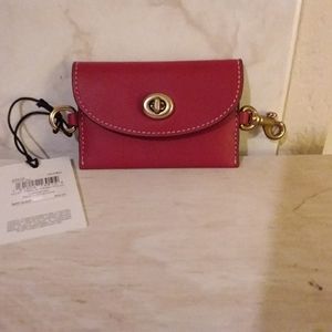 Coach NWT card case extender red leather $125